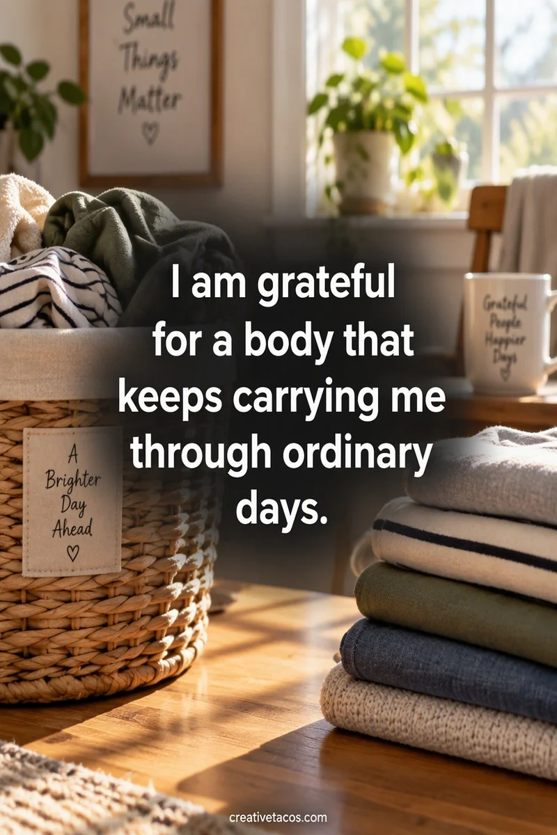 Affirmation card: I am grateful for a body that keeps carrying me through ordinary days.