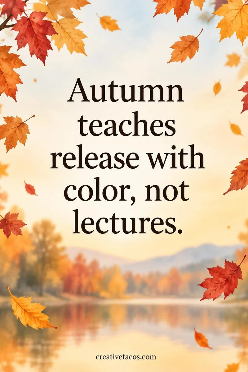 Quote card: Autumn teaches release with color, not lectures.