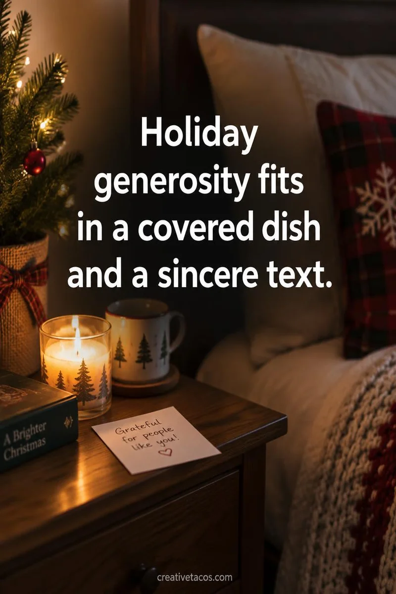 Quote card: Holiday generosity fits in a covered dish and a sincere text.