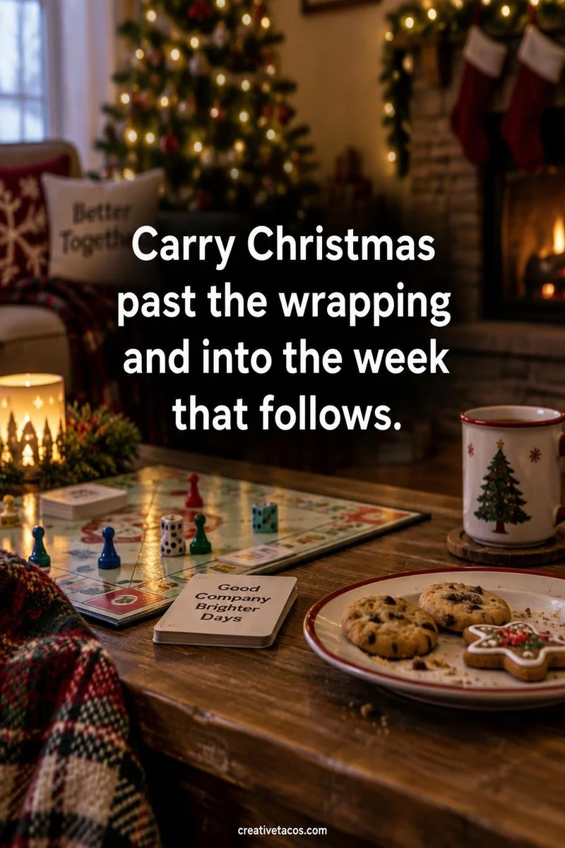 Quote card: Carry Christmas past the wrapping and into the week that follows.