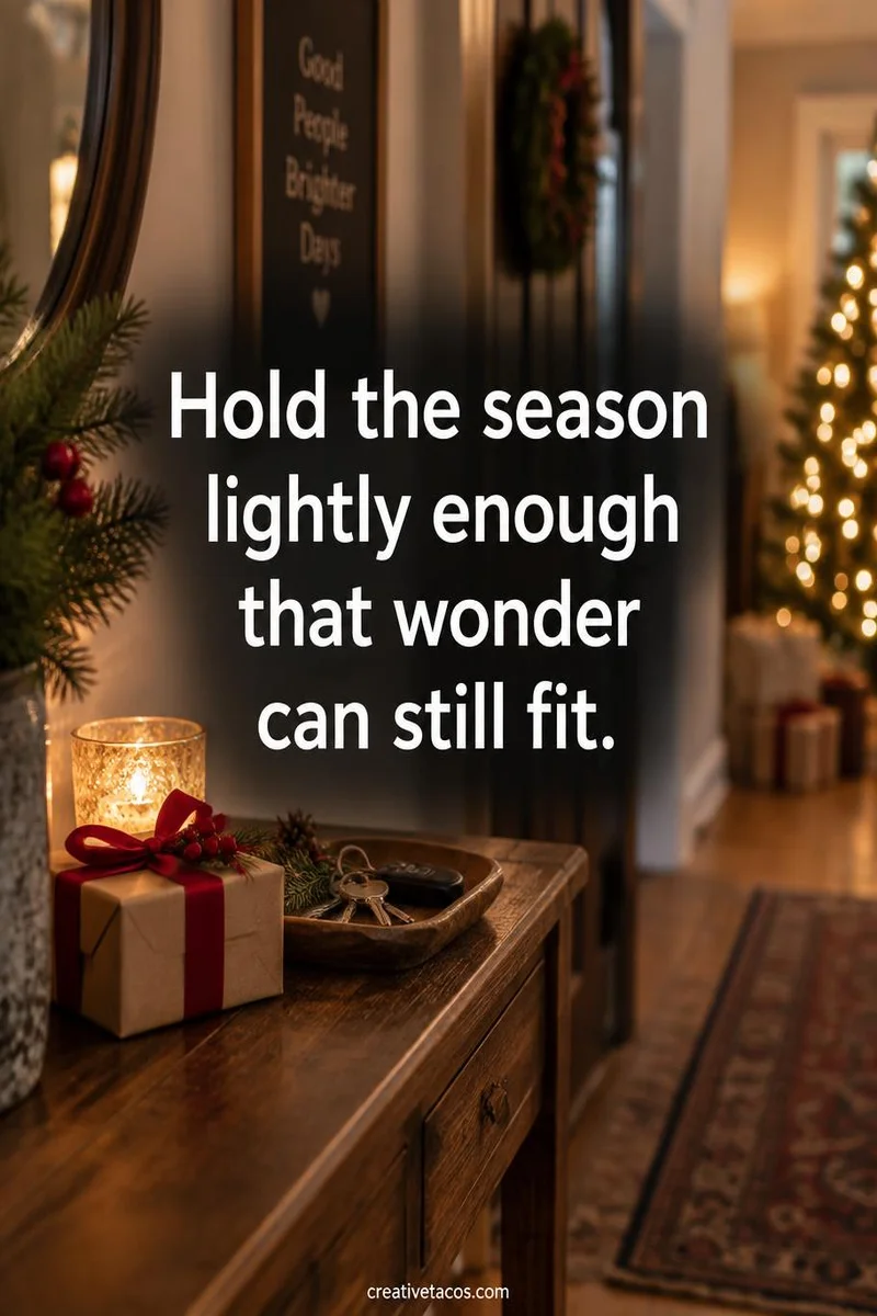 Quote card: Hold the season lightly enough that wonder can still fit.