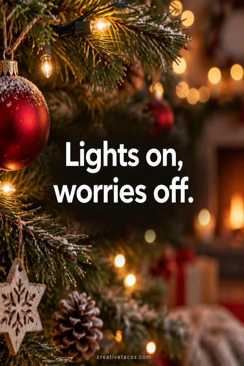 Quote card: Lights on, worries off.