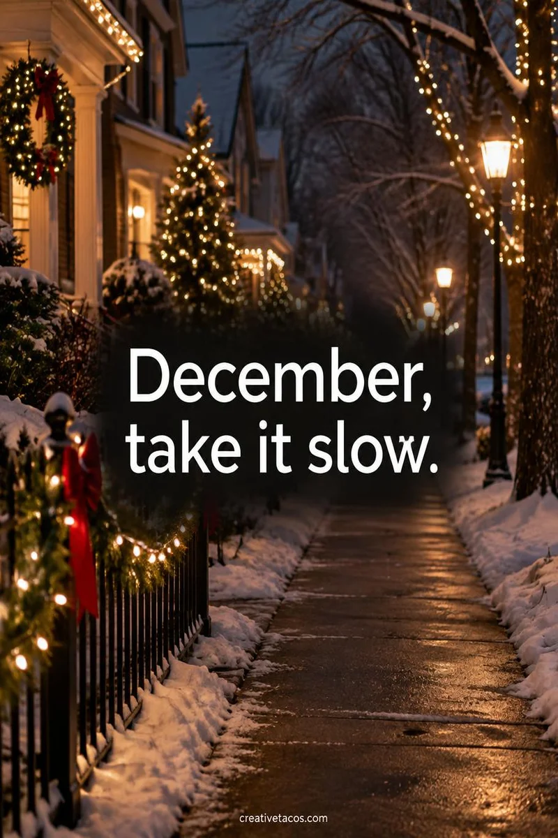 Quote card: December, take it slow.