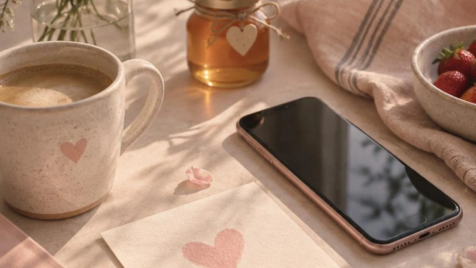 Soft pastel phone and stationery suggesting cute boyfriend nicknames