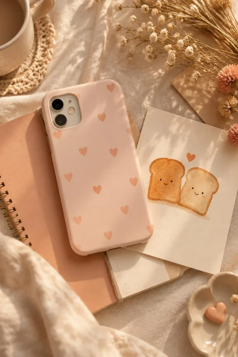 Soft pastel phone and warm stationery suggesting cute boyfriend nicknames