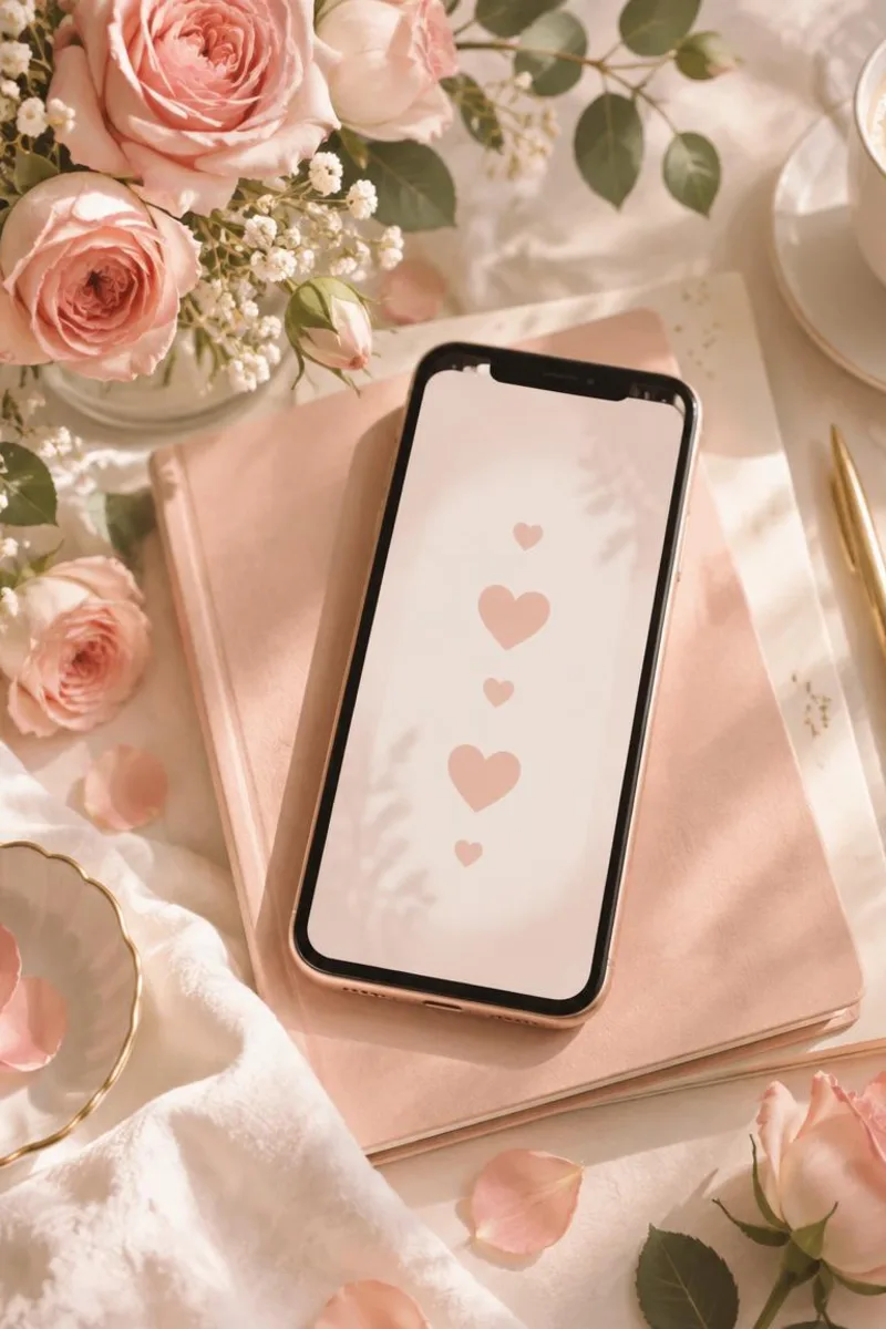 Soft flowers and a phone suggesting cute wife nicknames