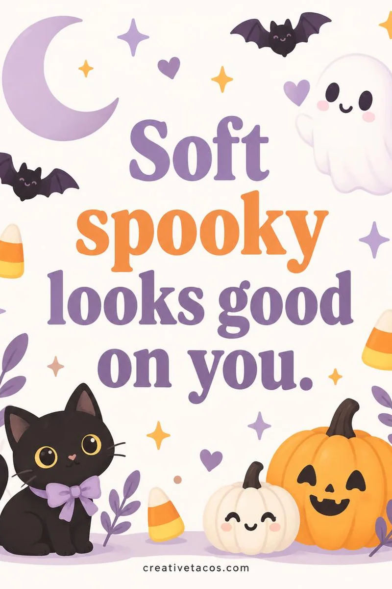 Quote card: Soft spooky looks good on you.