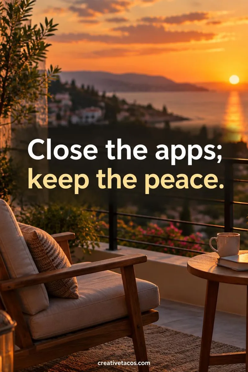 Quote card: Close the apps; keep the peace.
