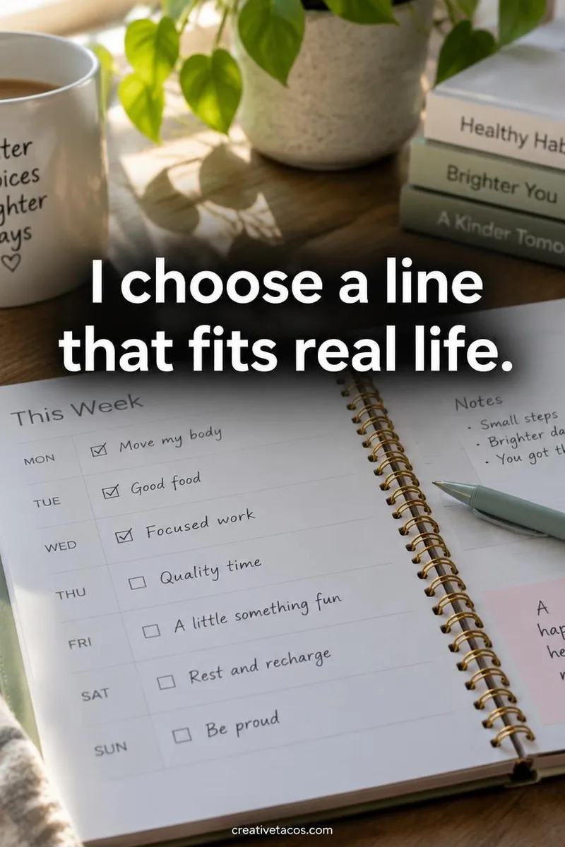Quote card: I choose a line that fits real life.