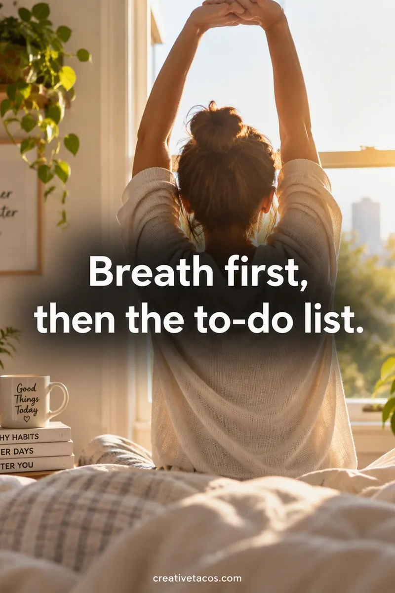 Quote card: Breath first, then the to-do list.