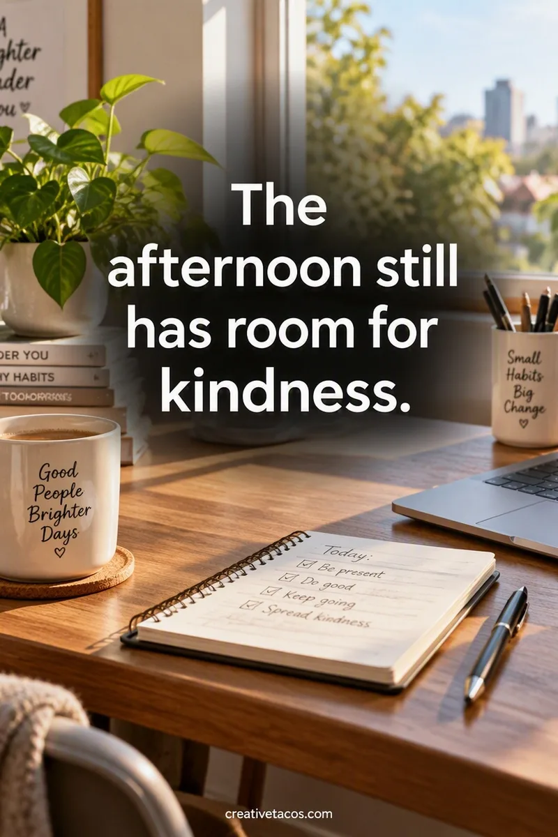 Quote card: The afternoon still has room for kindness.