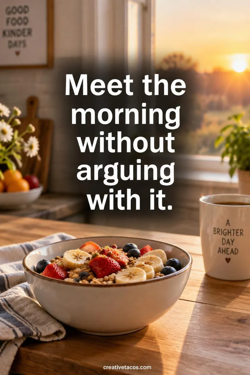 Quote card: Meet the morning without arguing with it.