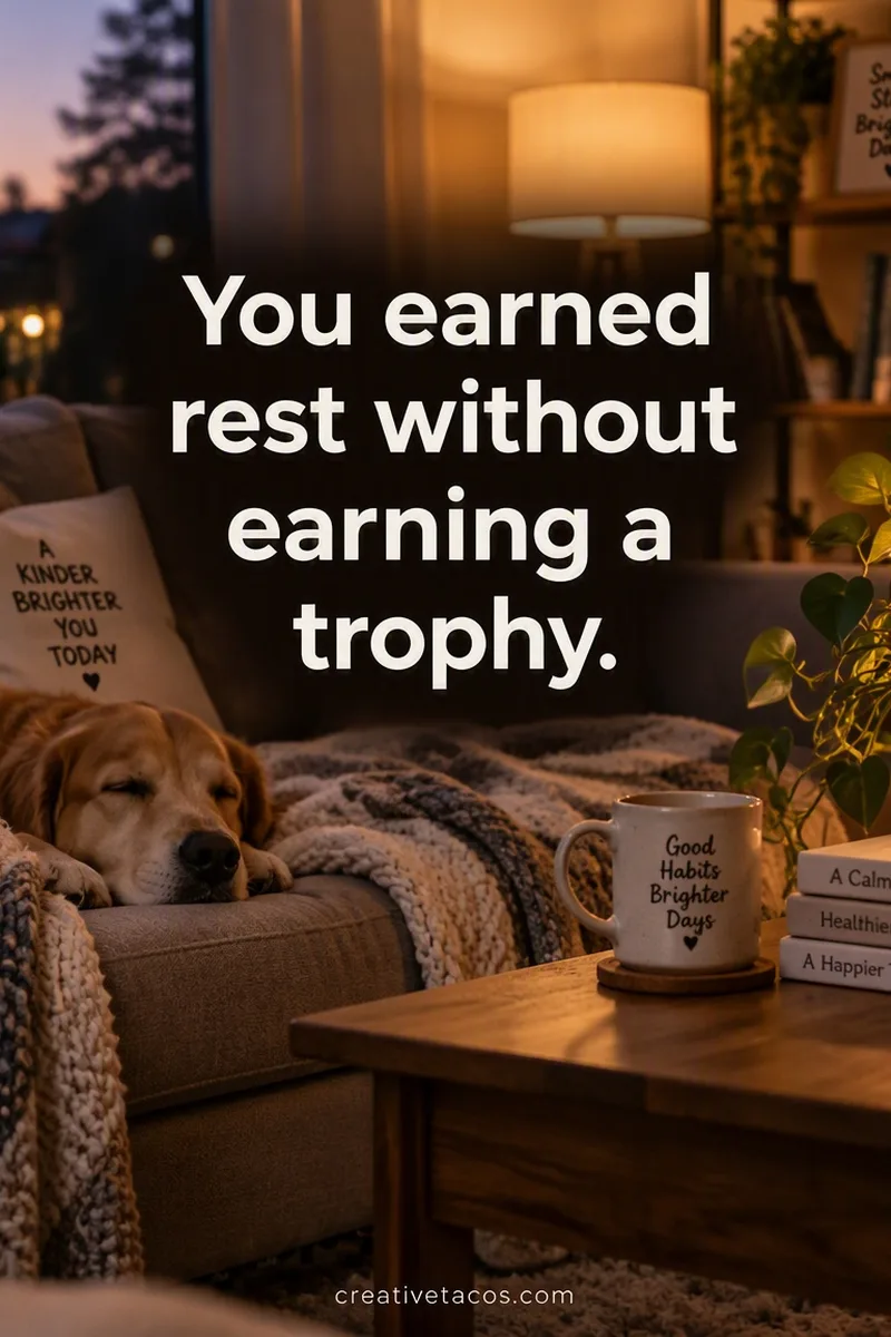 Quote card: You earned rest without earning a trophy.