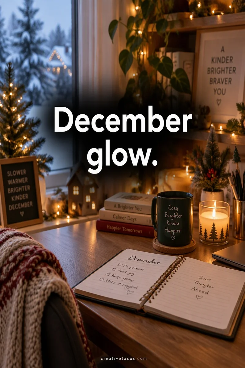 Quote card: December glow.