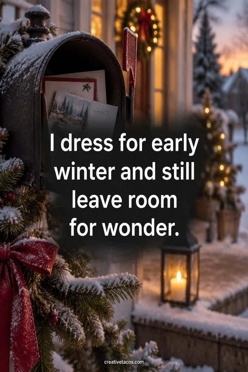 Quote card: I dress for early winter and still leave room for wonder.