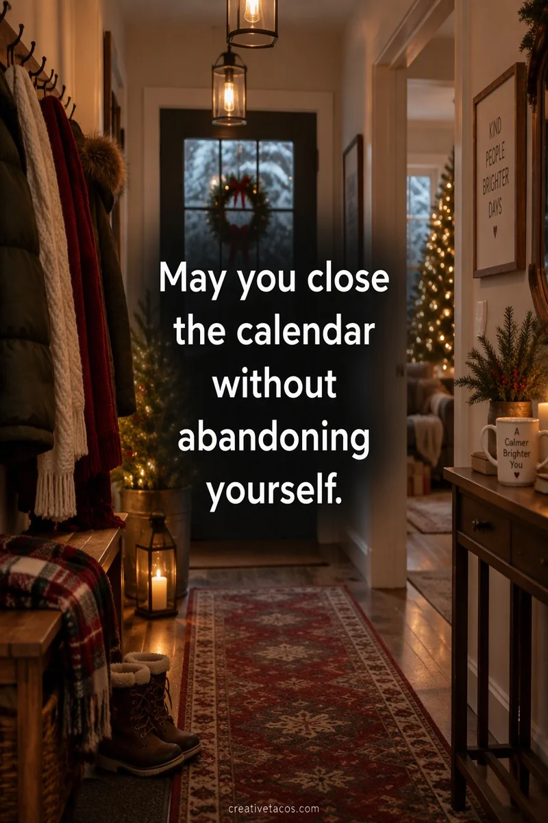 Quote card: May you close the calendar without abandoning yourself.