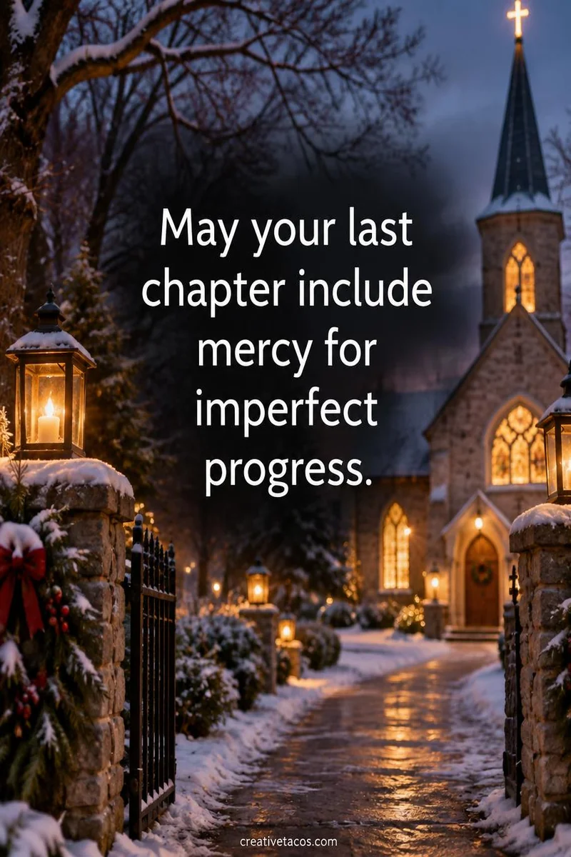 Quote card: May your last chapter include mercy for imperfect progress.