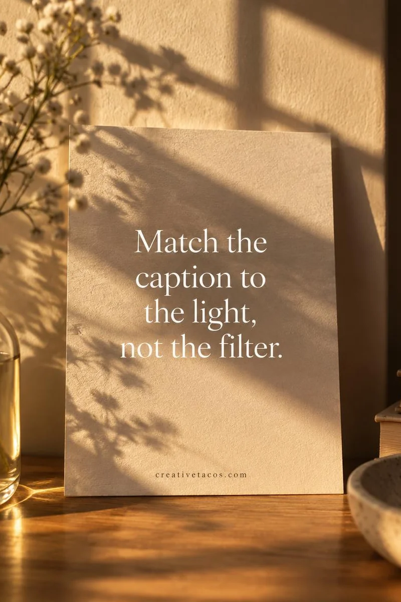 Quote card: Match the caption to the light, not the filter.