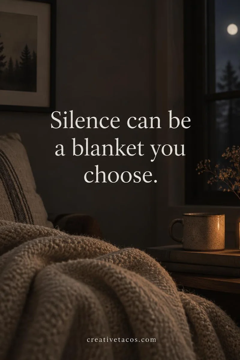 Quote card: Silence can be a blanket you choose.