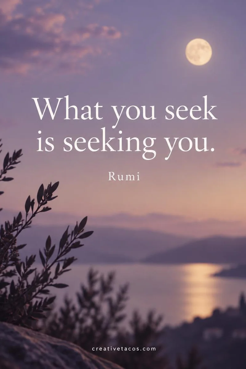 Quote card: What you seek is seeking you.