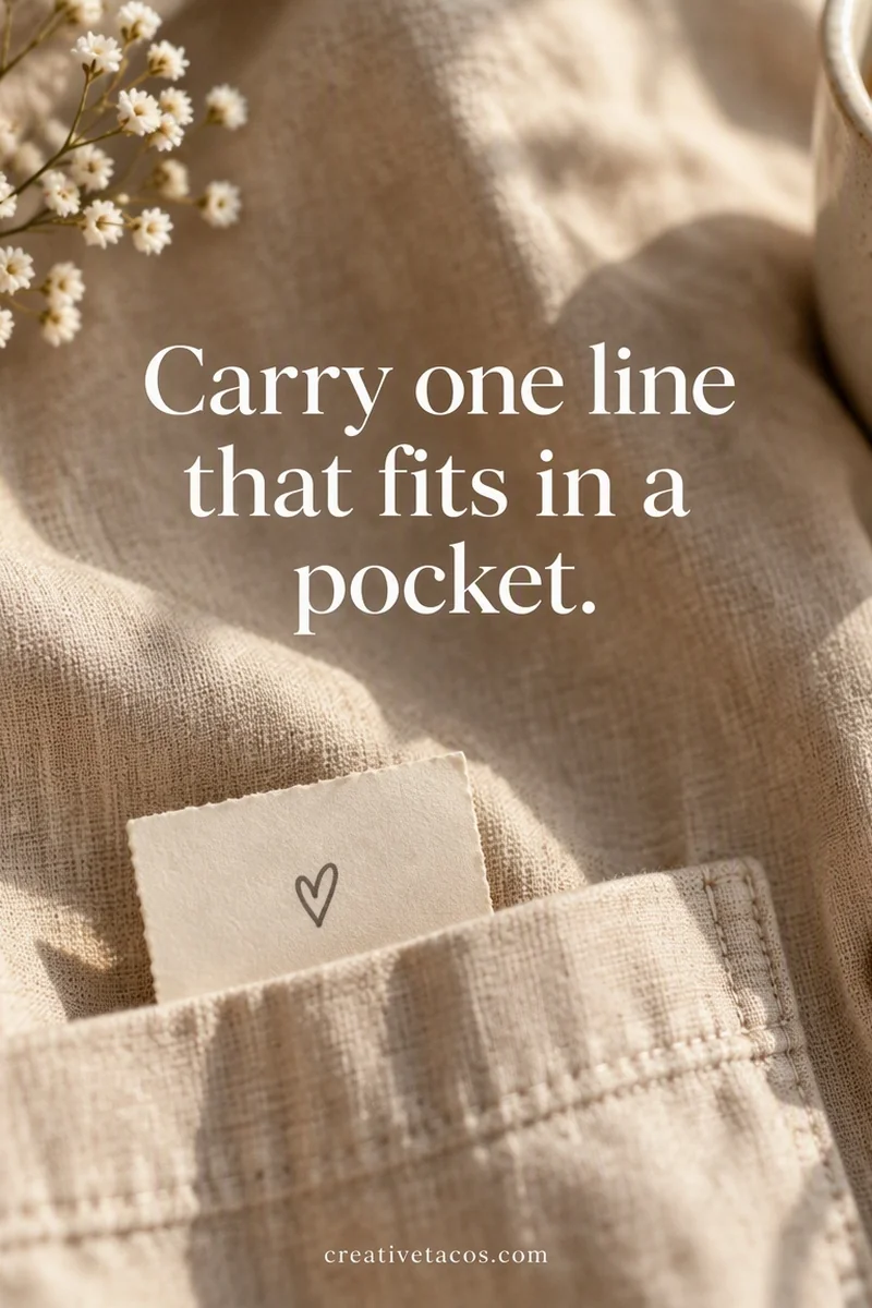 Quote card: Carry one line that fits in a pocket.