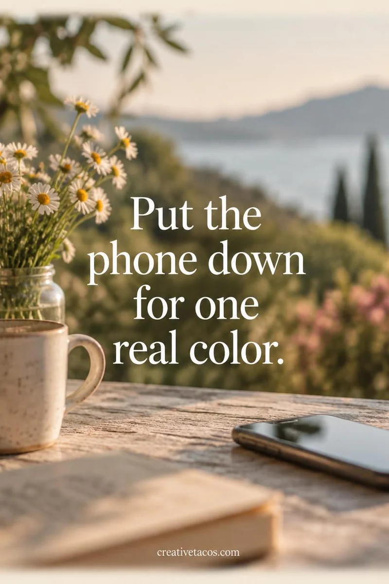 Quote card: Put the phone down for one real color.