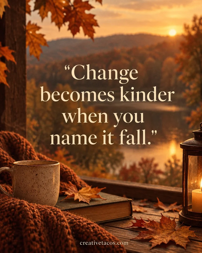Quote card: Change becomes kinder when you name it fall.