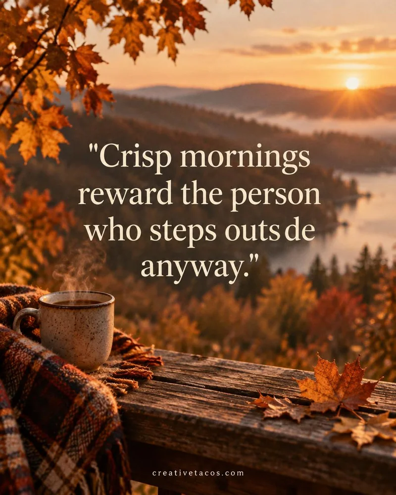 Quote card: Crisp mornings reward the person who steps outside anyway.