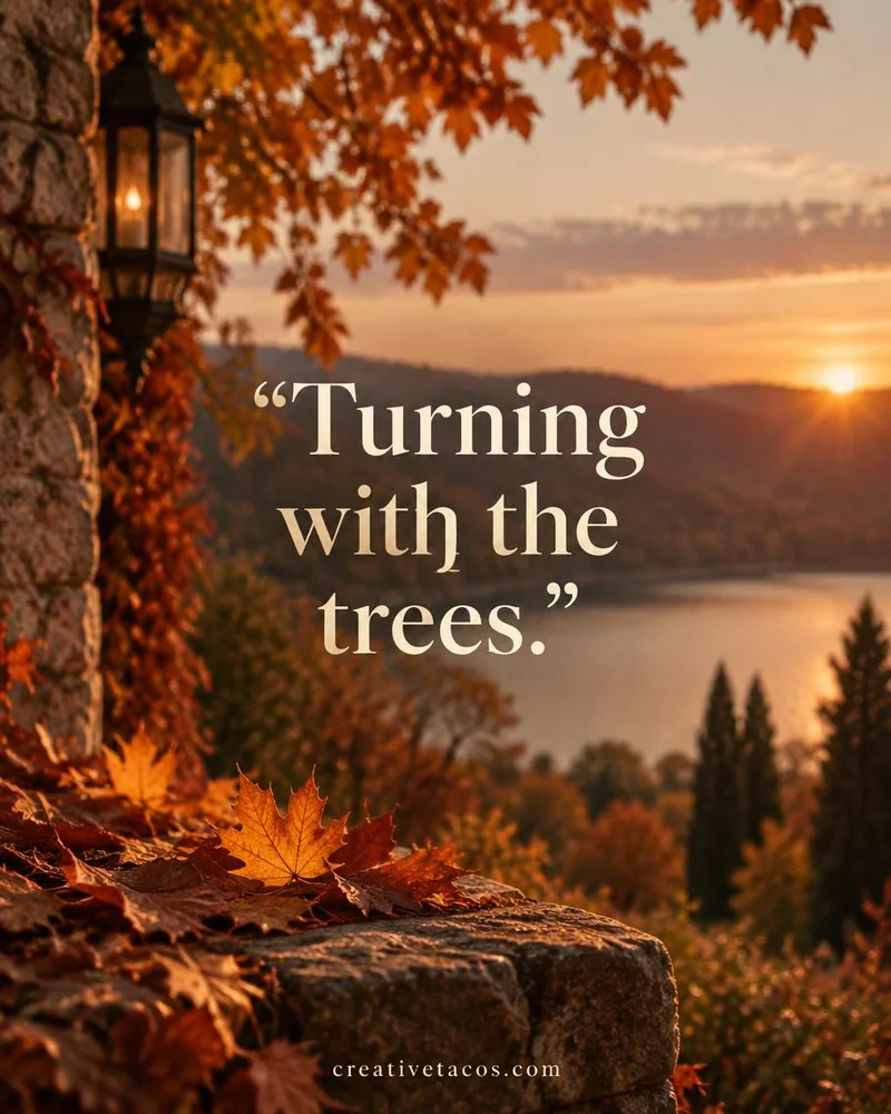 Quote card: Turning with the trees.