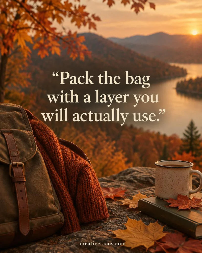 Quote card: Pack the bag with a layer you will actually use.