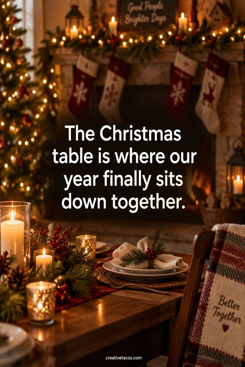Quote card: The Christmas table is where our year finally sits down together.