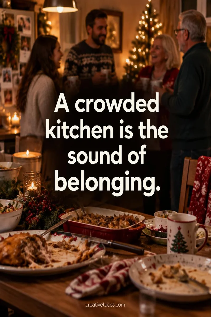 Quote card: A crowded kitchen is the sound of belonging.