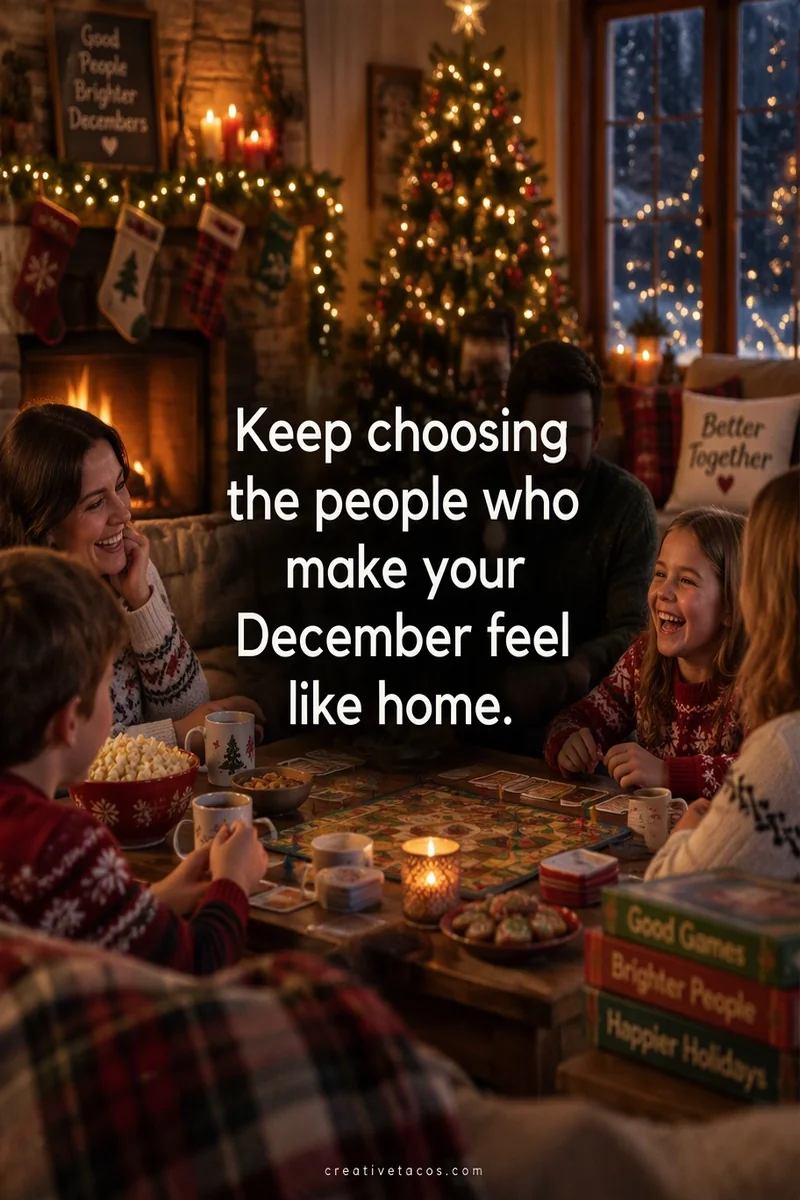 Quote card: Keep choosing the people who make your December feel like home.