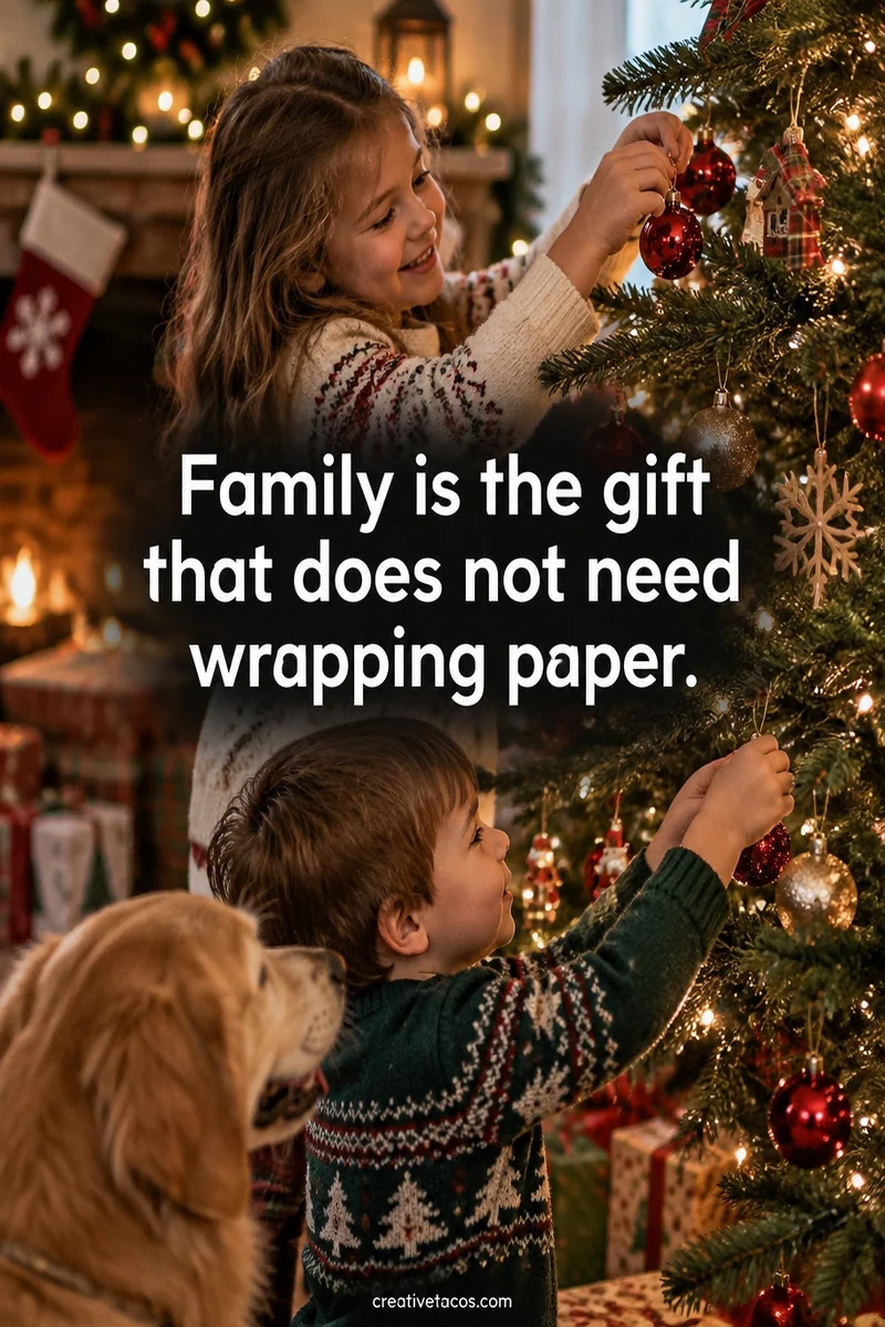 Quote card: Family is the gift that does not need wrapping paper.