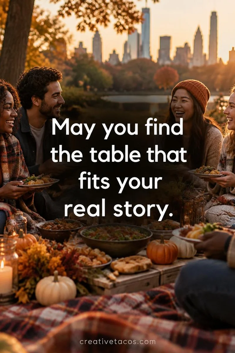 Quote card: May you find the table that fits your real story.