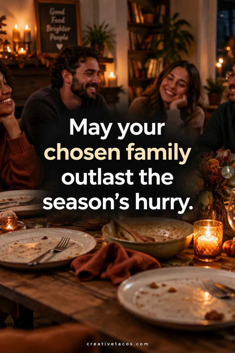 Quote card: May your chosen family outlast the season's hurry.