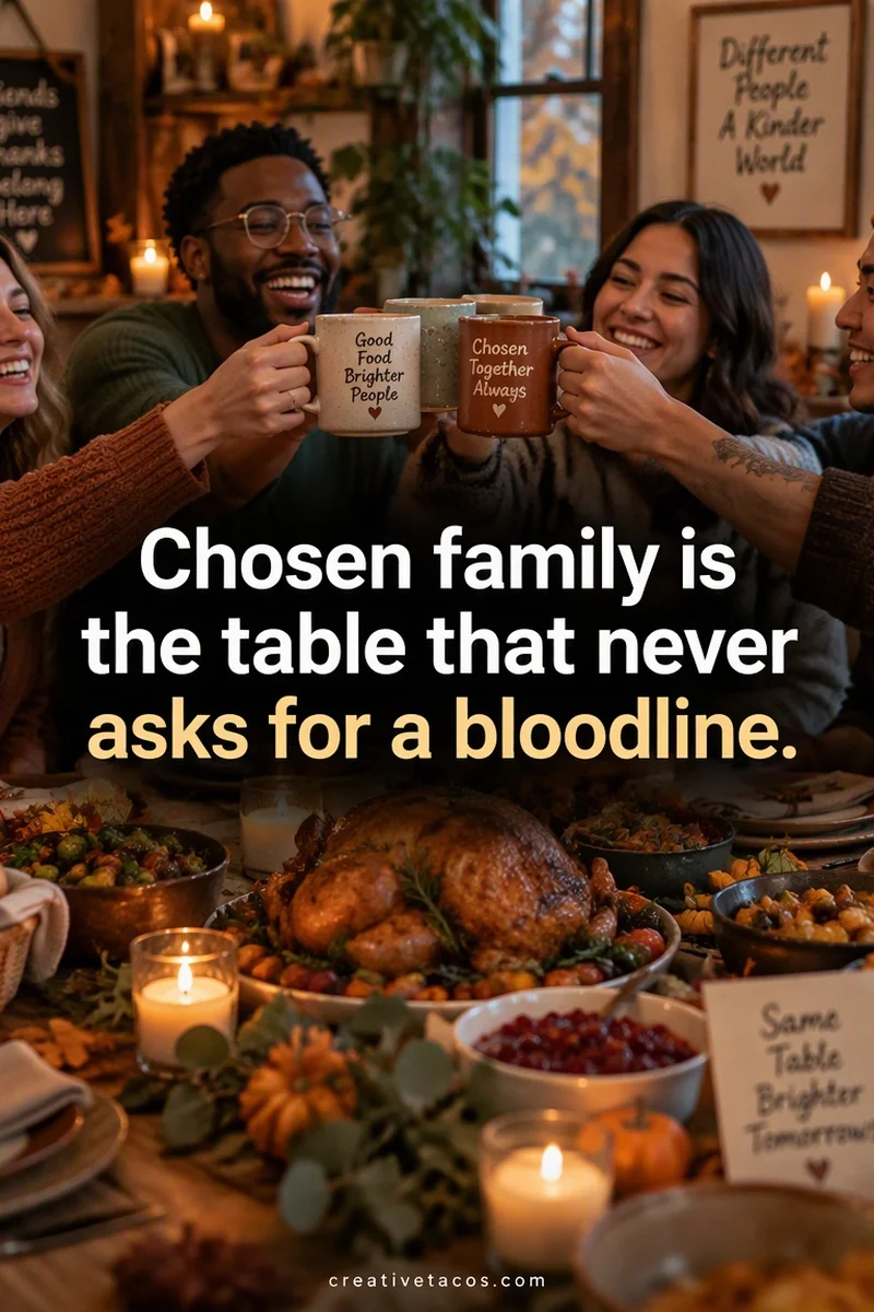 Quote card: Chosen family is the table that never asks for a bloodline.