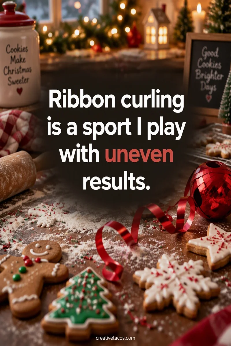 Quote card: Ribbon curling is a sport I play with uneven results.