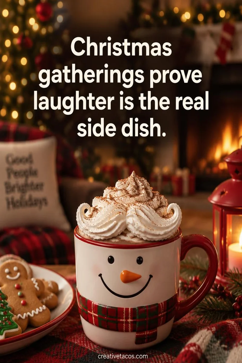 Quote card: Christmas gatherings prove laughter is the real side dish.
