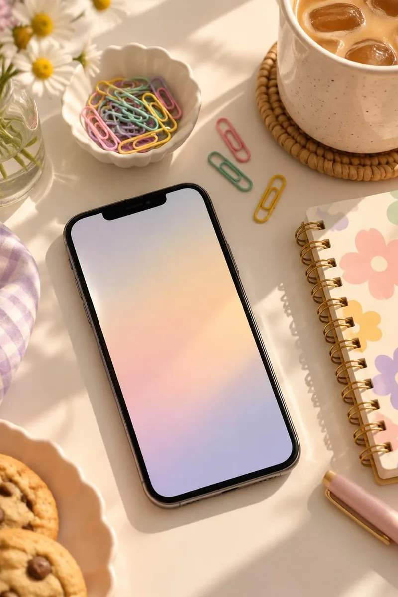 Phones on a cafe table with colorful chat bubbles vibe for funny group nicknames
