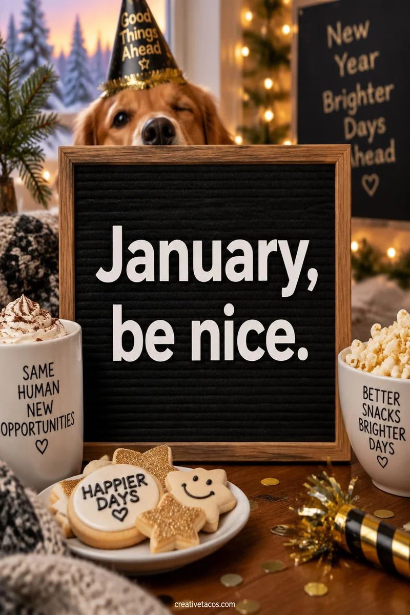Quote card: January, be nice.