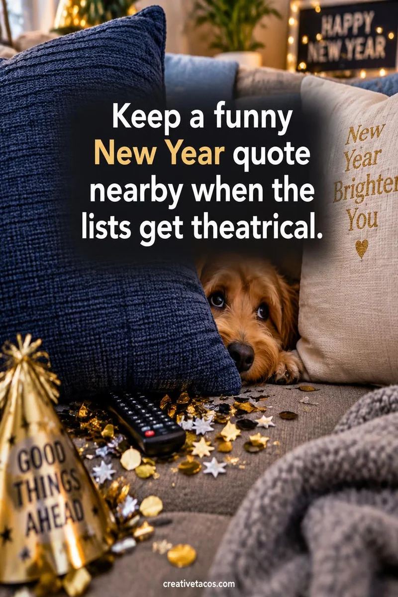 Quote card: Keep a funny New Year quote nearby when the lists get theatrical.