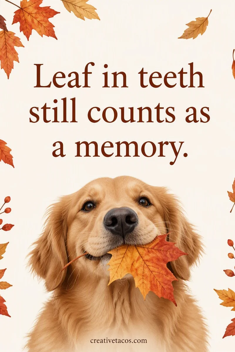 Quote card: Leaf in teeth still counts as a memory.