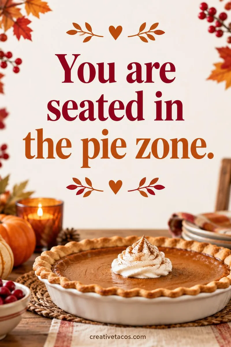 Quote card: You are seated in the pie zone.