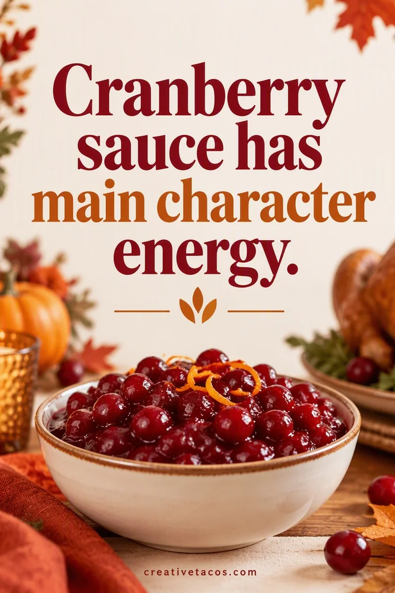 Quote card: Cranberry sauce has main character energy.