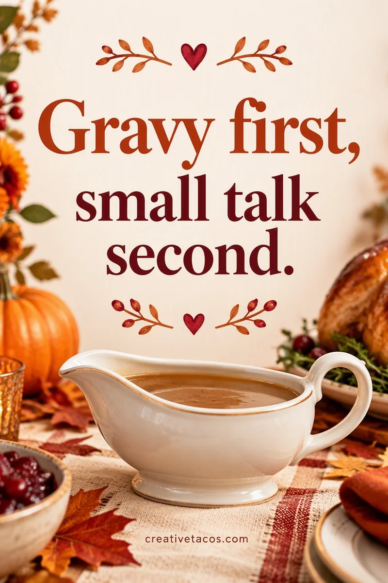 Quote card: Gravy first, small talk second.