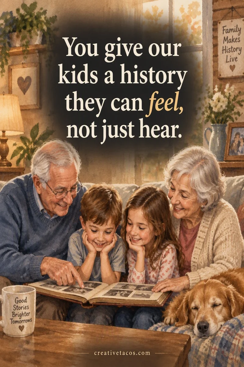 Quote card: You give our kids a history they can feel, not just hear.