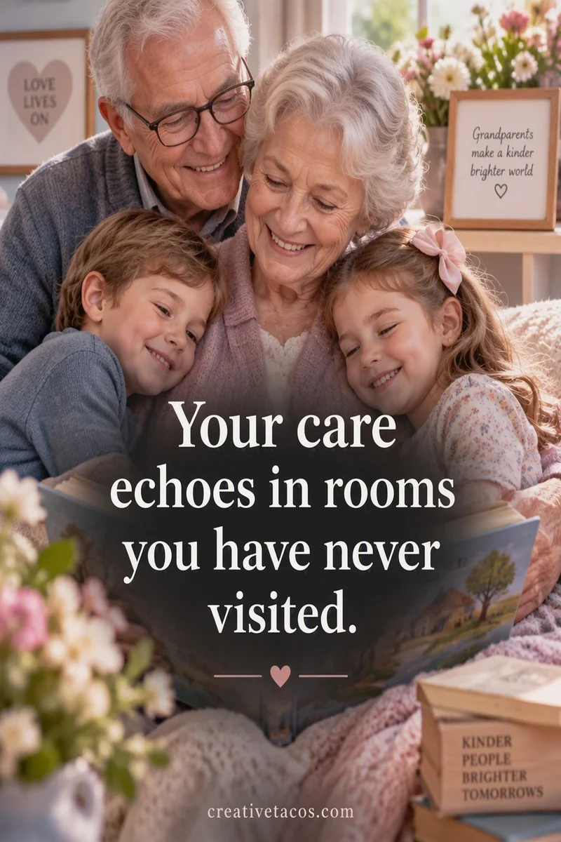 Quote card: Your care echoes in rooms you have never visited.