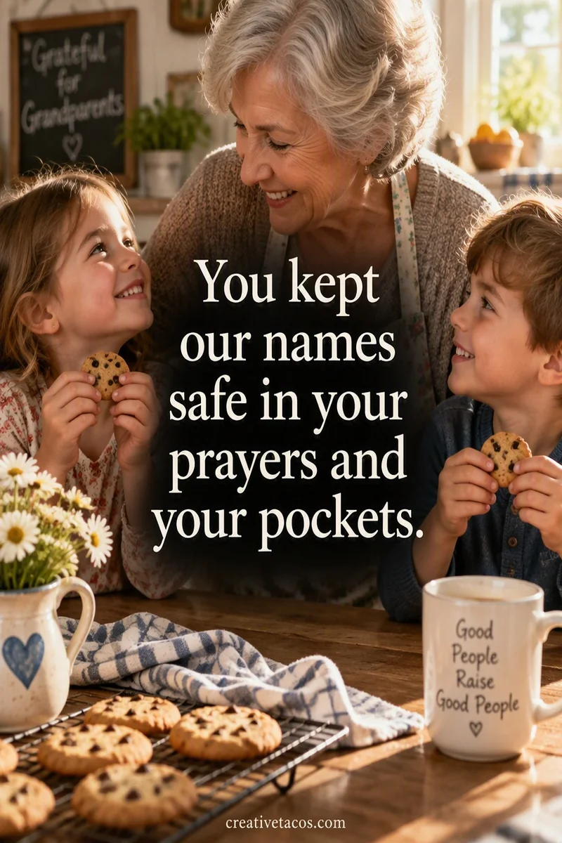 Quote card: You kept our names safe in your prayers and your pockets.