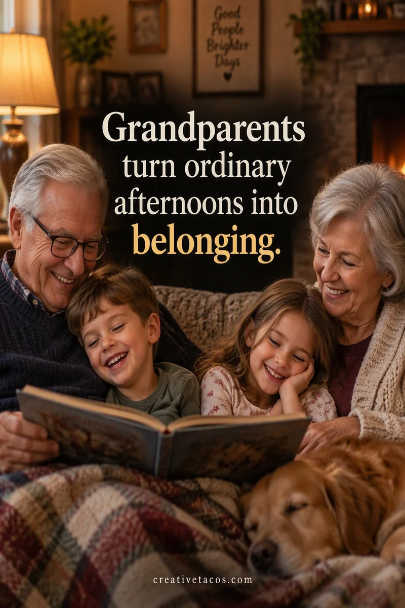 Quote card: Grandparents turn ordinary afternoons into belonging.